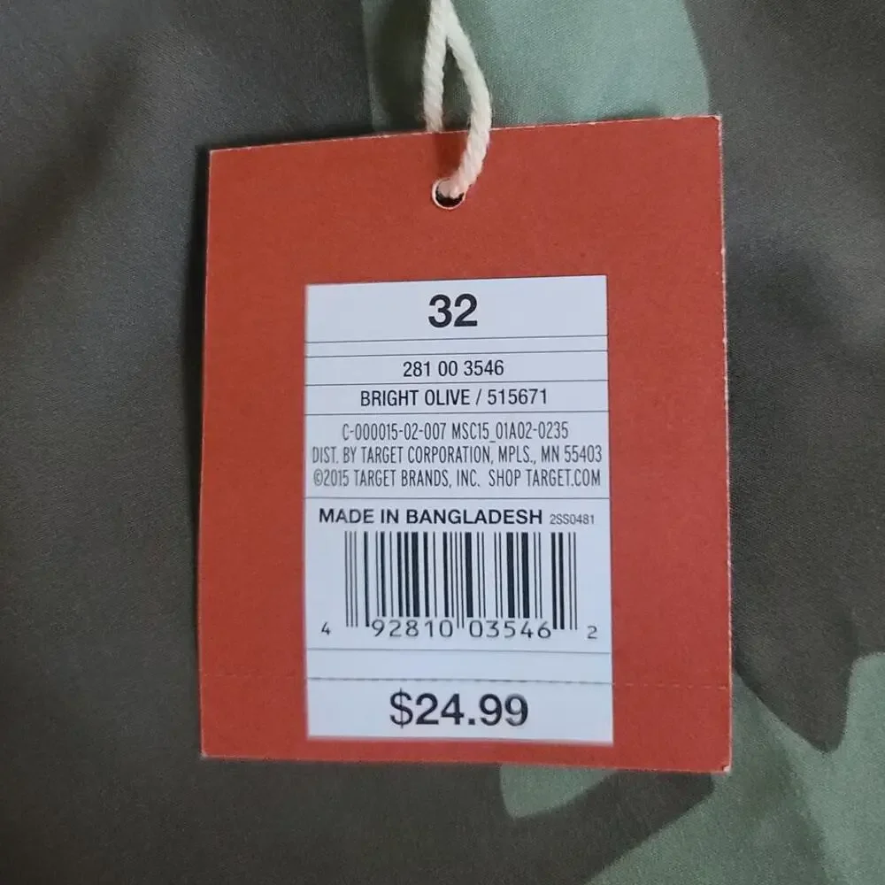 NEW Mossimo Supply Co swim board shorts - olive green camoflauge - 32